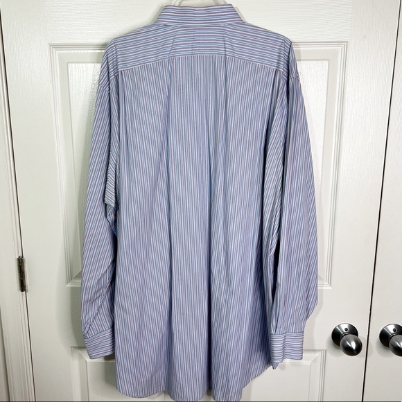 Polo Ralph Lauren Regent Striped Long Sleeve Button Down Shirt Blue Pink Sz 18.5 - Picture 2 of 10